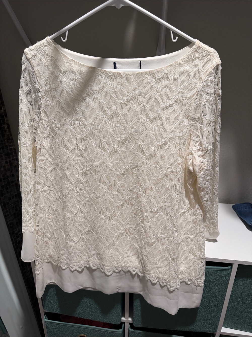 Women's Cream Lace Overlay Blouse
